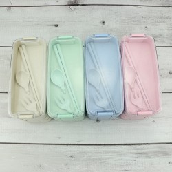 Support personnalisé créatif tige de blé étudiant bento boîte vaisselle portable pique-nique cuillère fourche paupiers tri-ply boîte cadeau