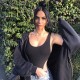Spot-on wholesale of European and American cross-border summer Amazon hooded top as inner layer for loose backless base layer shirt with high waist one-piece dress for women