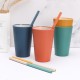 Transfrontalier tasses à paille de blé tasses bicolore à parfum de blé tasses à eau tasses à rayures créatives tasses à eau domestiques tasses de toilette cadeaux