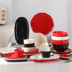 Amazon cross-border céramique vaisselle plat plat plat en gros plat plat maison bol de riz vaisselle plat plat ensemble combiné plat plat plat poisson
