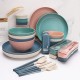 Amazone paille de blé bol tasse-assiette assiette à pâtes étudiant bol à soupe vaisselle portable couteaux fourchettes cuillère chopes paupiers paille set