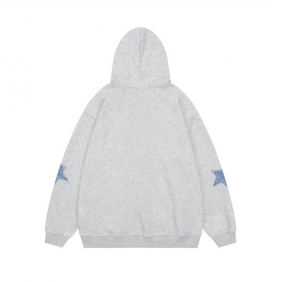 Spot-on wholesale of European and American American-style retro star patch hoodie for autumn, loose and casual couple's cardigan coat