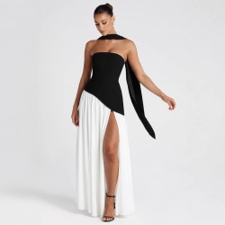 2025 European/American Summer New Cross-border Fashion Sexy Deep V Neck Ruffled Backless Dress Women Wholesale