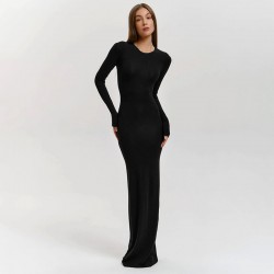 Spot-on wholesale of European and American style cross-border women's summer night club dress, satin single-shoulder elegant figure-hugging backless transparent baggy dress