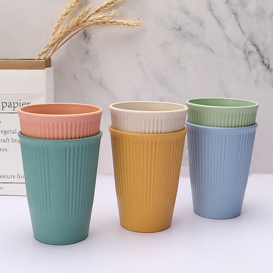 Transfrontalier tasses à paille de blé tasses d’eau à usage domestique à grain vertical brosser les dents rince-bouche tasses à boire ensemble tasses à boire tasses à café