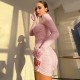 Factory direct European and American 20245 autumn Kardashian Skims substitute solid color fitted long-sleeved fishtail dress for women