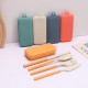 Paille de blé pliant ensemble de vaisselle créatif démontable fourchette cuillère baguettes deux morceaux paille vaisselle portable cadeau