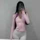 European and American 2025 Autumn/Winter Cross-border Solid Color Personalized Fashion T-Shirts for Women in Tight Fit for Wholesale