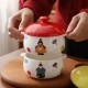 Famille céramique bol à œufs à la vapeur avec couvercle ragoûter coupe soupe coupe à la vapeur cuillère de poulet cuillère spéciale bol maison bébé accessoires vaisselle