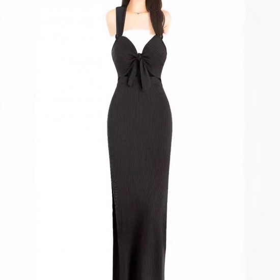 Wholesale cross-border European new women's fashion, lace splicing, heart-shaped neckline, backless, sexy, slim-fitting, ballet-style, puff sleeves, one-piece dress for women.