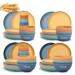 Amazone paille de blé ensemble de vaisselle assiette de repas maison bol de riz salade ronde snack bol assiette de fruits cadeaux