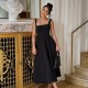 Fulfillment 2025 European cross-border French style loose collar waist cinched A-shaped casual fashionable strap-on long dress for women wholesale