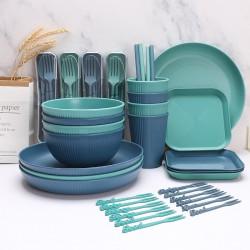 Amazone paille de blé bols tasses soucoupes assiettes pailles ensembles de couverts portatifs couteaux et fourchettes cuillères chopes chopes salade plats plats