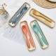 Amazon paille de blé couteau fourche cuillère ensemble de trois pièces étudiant extérieur voyage portable ensemble de vaisselle cadeau
