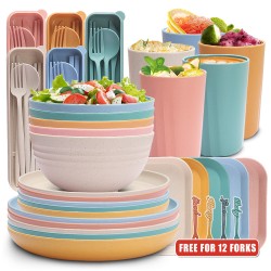 Amazone paille de blé soupe vaisselle plat de table tasse à café saladier portable couteau fourche cuillère chopin chopin couverts ensemble cadeau