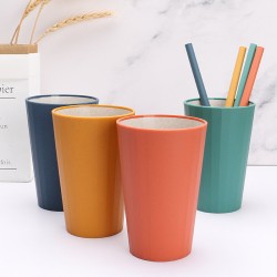 Transfrontalier tasses à paille de blé tasses bicolore à parfum de blé tasses à eau tasses à rayures créatives tasses à eau domestiques tasses de toilette cadeaux