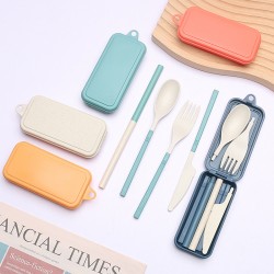 Paille de blé ensemble de vaisselle pliable créatif démontable fourchette cuillère baguettes vaisselle portable ensemble cadeau