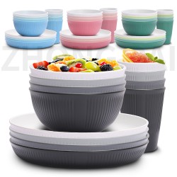 Amazone coloré blé paille bol tasse plat plat plat plat de salade steak maison grain vertical coupe de café bol de céréales set