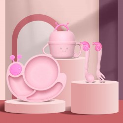 Créatif escargots enfants diviser plat ensemble cartoon bébé maison accessoires bols cuillère fourchette vaisselle cadeaux