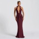 European and American 2025 Summer New Style Cross-border Fashion Dress Sexy Solid Deep V Neck Backless Dress for Women Wholesale