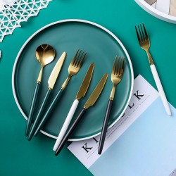 Ins créatif couleur céramique poignée acier inoxydable couteaux et fourchettes cuillère dessert western steak steak couteaux et fourchettes ensemble vaisselle pour la maison