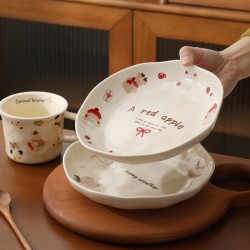 Créatif mignon spécial bon regard haut niveau d’apparence crème vent plat de cuisine maison plat de fille plat profond plat de soupe vaisselle en céramique