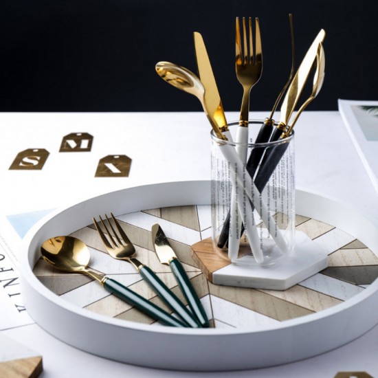 Ins créatif couleur céramique poignée acier inoxydable couteaux et fourchettes cuillère dessert western steak steak couteaux et fourchettes ensemble vaisselle pour la maison