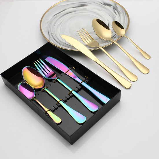 Amazone plaqué or Portugal vaisselle coffret cadeau 4/16/24 PCS set acier inoxydable maison occidental couteau fourche ensemble de cuillère