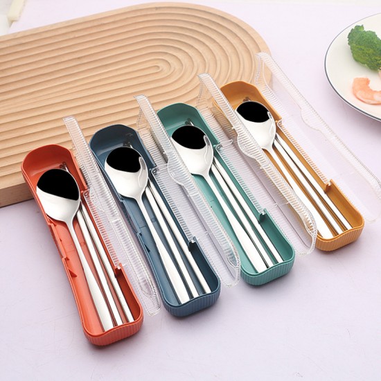 304 ensemble de couverts en acier inoxydable student outdoor camping couverts portable salade cuillère baguettes ensemble cadeau