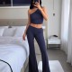 Spot-on wholesale of 2025 European and American cross-border trendy pure-color plain-style open-back dress with strapless side-shoulder open-back elegant dress for women