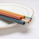 Amazone paille de blé grain vertical ensemble de vaisselle étudiant portable pliant couteau fourche cuillère paupière paille cadeau pliable
