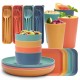 Paille de blé bols tasses soucoupes ensembles de plats plats plats maison tasses à boire bicolore couteaux portatifs fourchettes cuillères chopes resto ensembles de couverts cadeaux