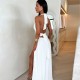 Wholesale cross-border European summer 2024 new style women's backless, twisted elastic tie, tight-fitting, elegant, pure color, one-piece dress for women.