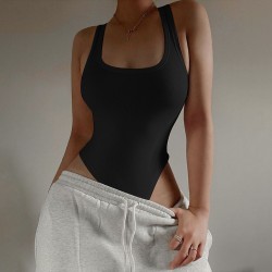 Spot-on wholesale of European and American style cross-border 2025 summer new women's clothing, high-end elegant sleeveless open-neck design, pure color figure-hugging one-piece dress