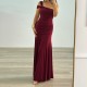 European and American cross-border 2025 summer fashionable elegant solid frill pleated single-shoulder backless dress for women wholesale