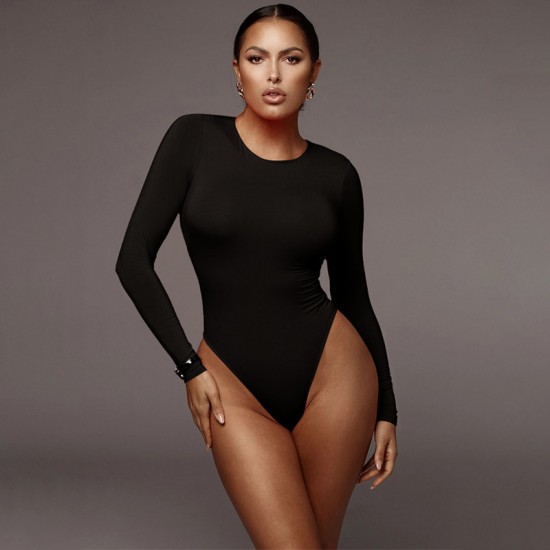 Cross-border 2025 summer new women's clothing, featuring a fashionable and sexy dress with a one-strap neck, backless, and long sleeves.
