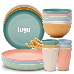 Transfrontalier créatif grain vertical paille de blé bols tasses plateaux couverts maison salade de riz bols plats de repas tasses à boire ensemble cadeau