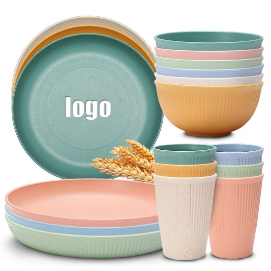 Transfrontalier créatif grain vertical paille de blé bols tasses plateaux couverts maison salade de riz bols plats de repas tasses à boire ensemble cadeau