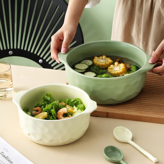 Bol en céramique binaural bol à soupe bol à salade pot à soupe domestique bol ramen bol aux nouilles bol créatif nordique ins haut niveau d’apparence