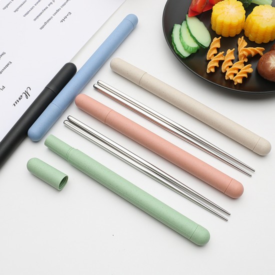 Creative 304 baguettes en acier inoxydable portable blé kit baguettes hexagonales chinoises maison hôtel baguettes cadeaux