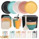 Crossover paille de blé bols tasses assiettes soucoupes ensemble en plastique couverts plats plats plats tasses à boire ensemble cadeau