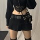 Fulfillment European autumn solid denim pleated half-length skirt for personality street hot girl cross-border women's short skirt multi-match style