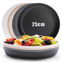 Assiette de paille de blé transfrontalière assiette de repas familiale assiette de plats steak à grain vertical assiette de salade de pâtes assiette de snacks de fruits