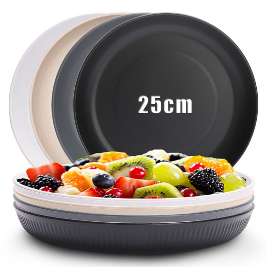 Assiette de paille de blé transfrontalière assiette de repas familiale assiette de plats steak à grain vertical assiette de salade de pâtes assiette de snacks de fruits