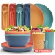 Crossover paille de blé bols tasses plateaux ensembles 32pcs couverts couteaux portables fourchettes cuillères baguettes student cutter set cadeaux