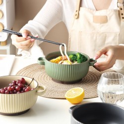Bol en céramique binaural grand bol à soupe créatif nordique ins haut niveau de l’apparence grand bol à soupe vaisselle pour la maison bol à nouilles bol à salade