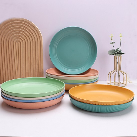 Ensemble de disque d’amazon assiettes à paille de blé assiettes à manger maison assiettes à manger occidentales pâtes steak salade assiettes à fruits