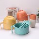 Paille de blé bol à pâte cuillère coupe coupe fourche cuillère resto ensemble dortoir étudiant portable bol de riz avec couverts avec couvercle soupe bol