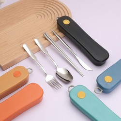 Creative spinner box set de vaisselle en acier inoxydable étudiant portable couteau cuillère fourchette baguettes ensemble outdoor travel cutter