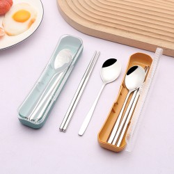 304 ensemble de couverts en acier inoxydable student outdoor camping couverts portable salade cuillère baguettes ensemble cadeau